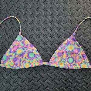 Kulani Kinis Bikini Top Large Retro Floral Triangle Colorful Swim